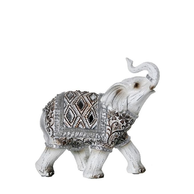 Figura Elefante Resina Blanco (27x10x26 cm)