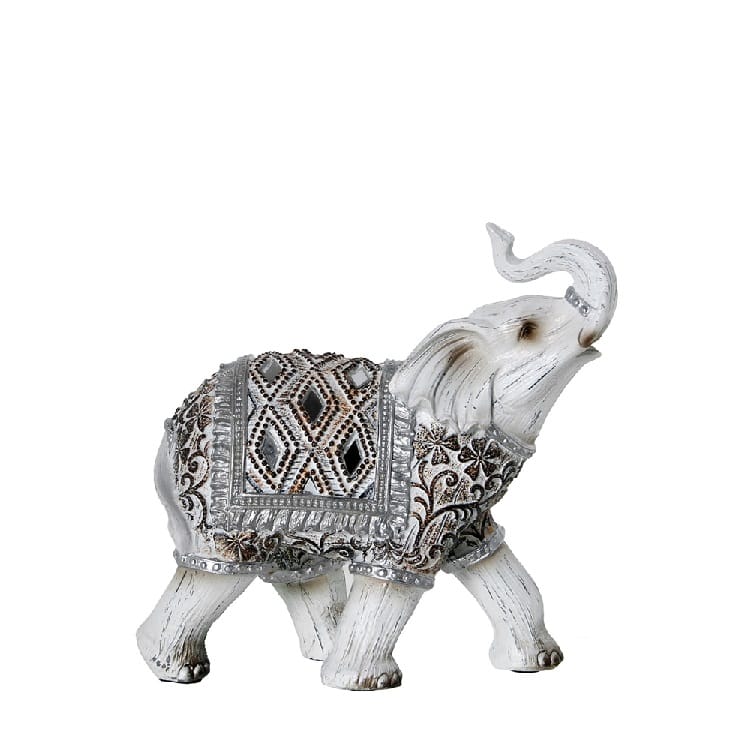 Figura Elefante Resina Blanco (27x10x26 cm) - Imagen 3
