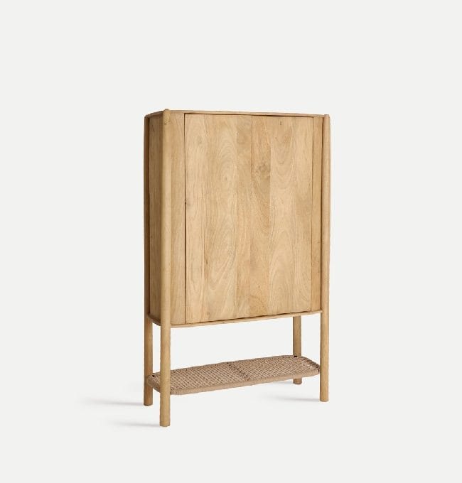Armario de dos puertas en madera de mango de estilo japandi
