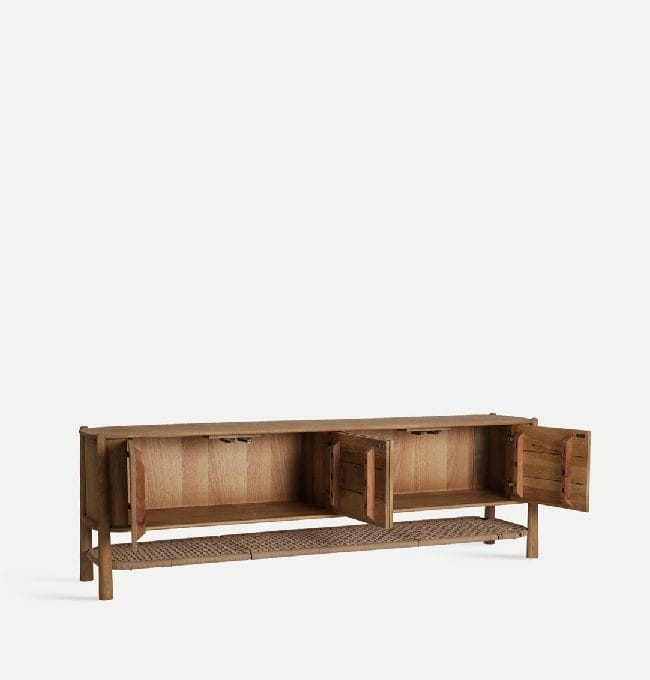 Mueble TV Madera de Mango de estilo Japandi, Otaru(190x40x60 cm )