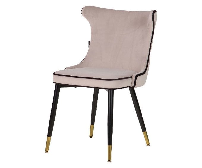 silla bicolor en terciopelo gris taupe y estilo art decó