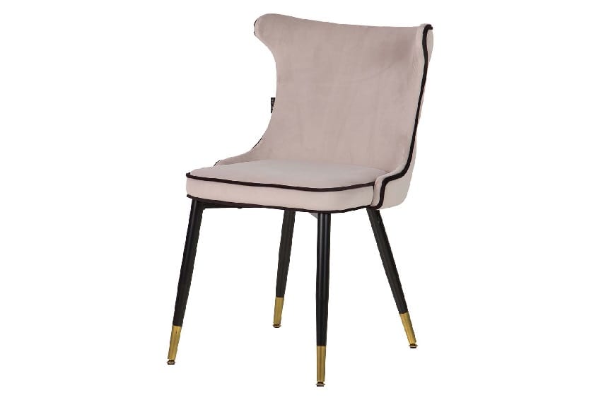 silla bicolor en terciopelo gris taupe y estilo art decó