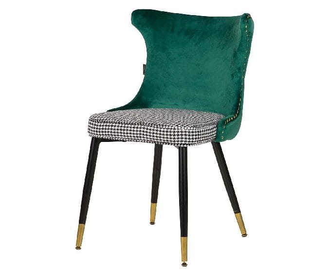 Set 2 Sillas Terciopelo Verde Tachuelas, Art Decó (49x54x82 cm)