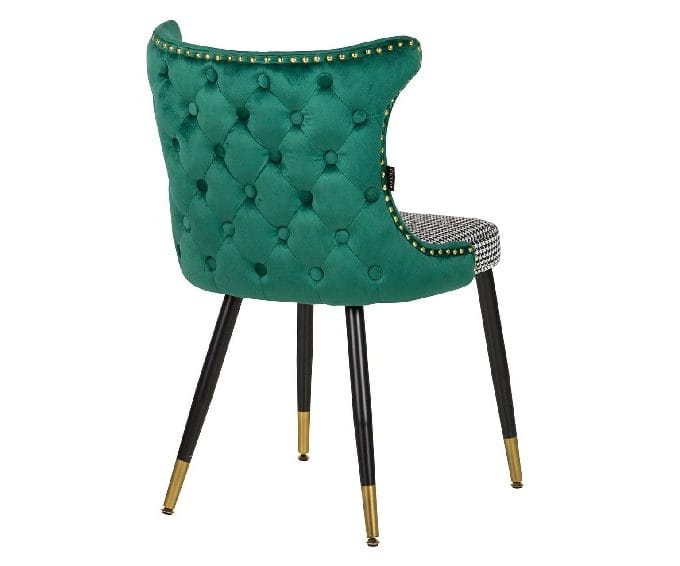 Set 2 Sillas Terciopelo Verde y Cuadritos Vichy Art Decó (49x54x82 cm)