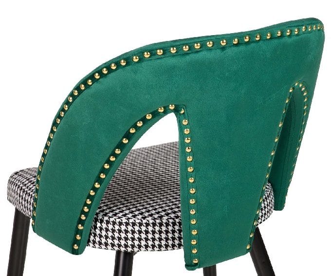 Set 2 Sillas Terciopelo y Vichy Verde Weser Art Decó (49x54x82 cm)