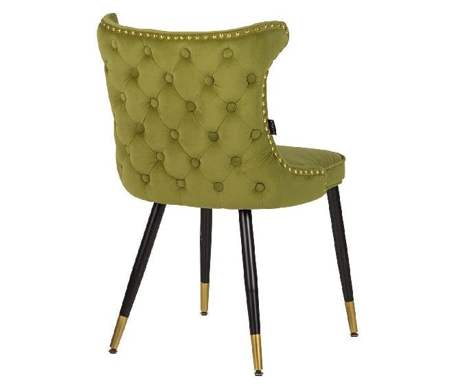 Set 2 Sillas Terciopelo Verde Tachuelas, Art Decó (49x54x82 cm)