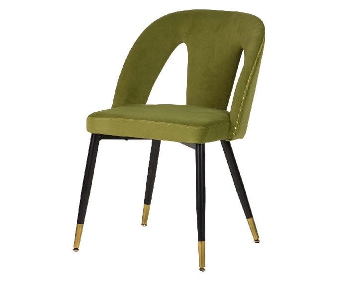 Set 2 Sillas Terciopelo Verde Tachuelas, Art Decó (49x54x82 cm)