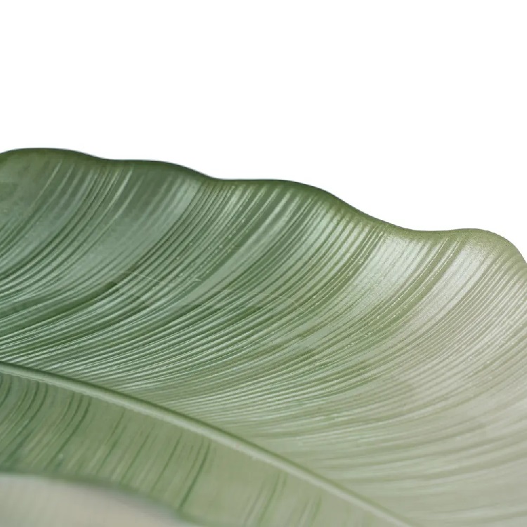 Centro de Mesa Hoja Cristal Verde ( 31x18 cm) - Imagen 3