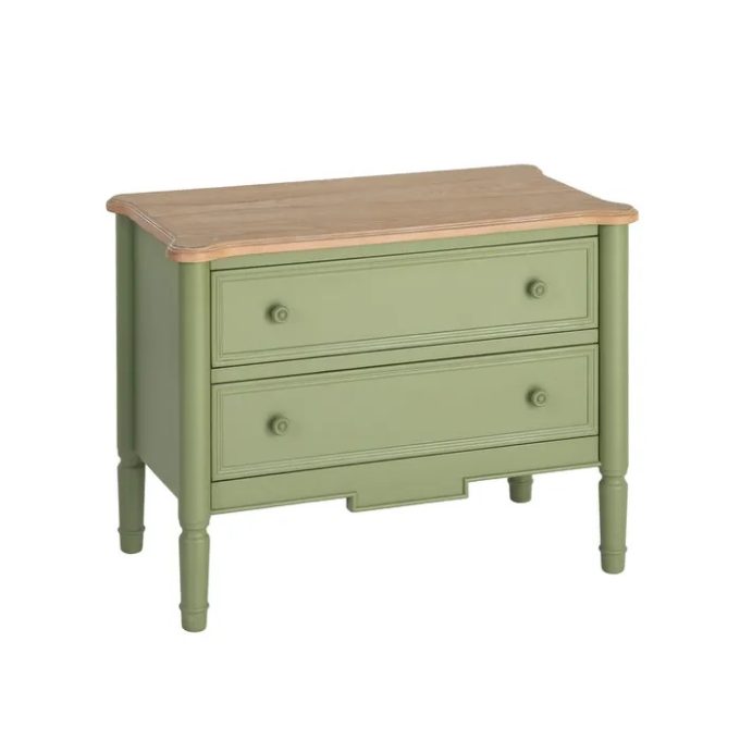 Cómoda Madera de Abeto Verde y Natural Elena, Clásica (80x45x60 cm)