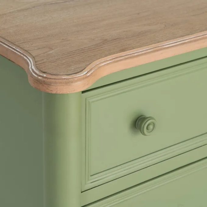 Cómoda Madera de Abeto Verde y Natural Elena, Clásica (80x45x60 cm)