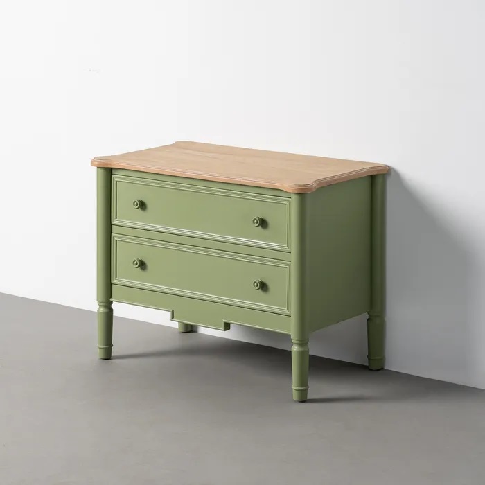 Cómoda Madera de Abeto Verde y Natural Elena, Clásica (115x45x90 cm) - Imagen 6