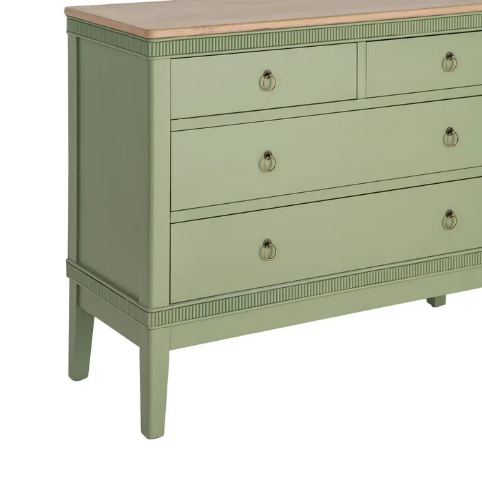 Cómoda Madera de Abeto Verde y Natural Elena, Clásica (115x45x90 cm) - Imagen 3