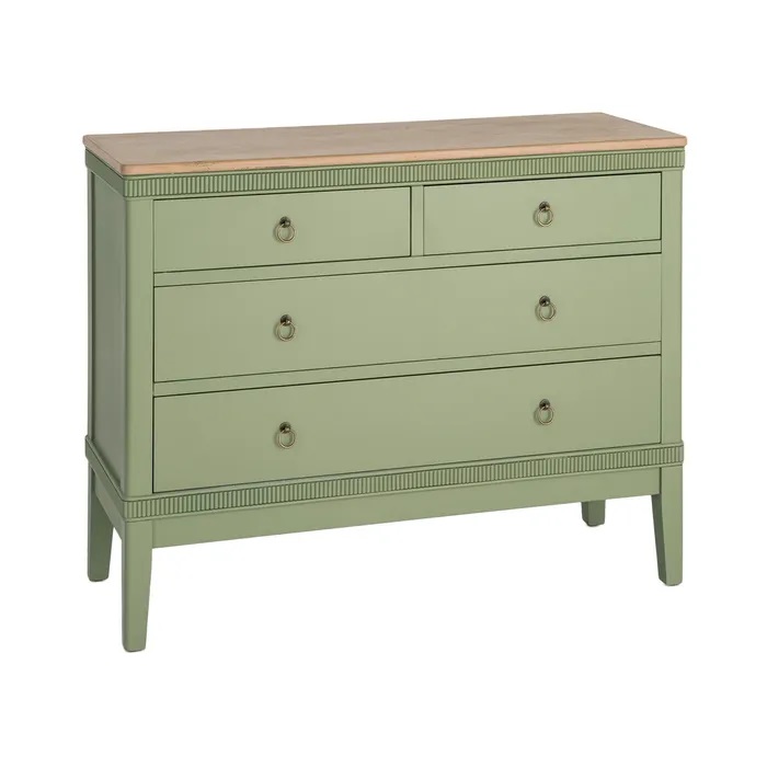 Cómoda Madera de Abeto Verde y Natural Elena, Clásica (115x45x90 cm) - Imagen 2