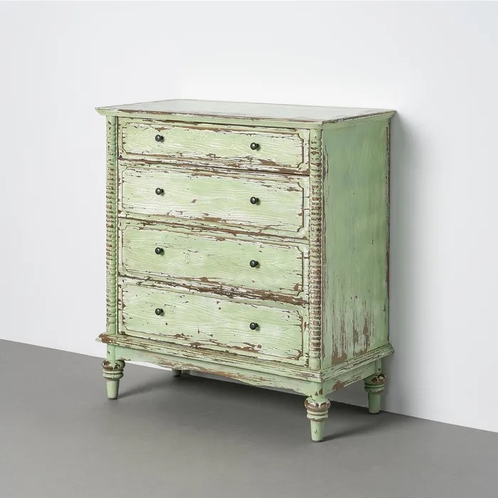 Cómoda Madera de Abeto Verde y Natural Elena, Clásica (115x45x90 cm) - Imagen 7