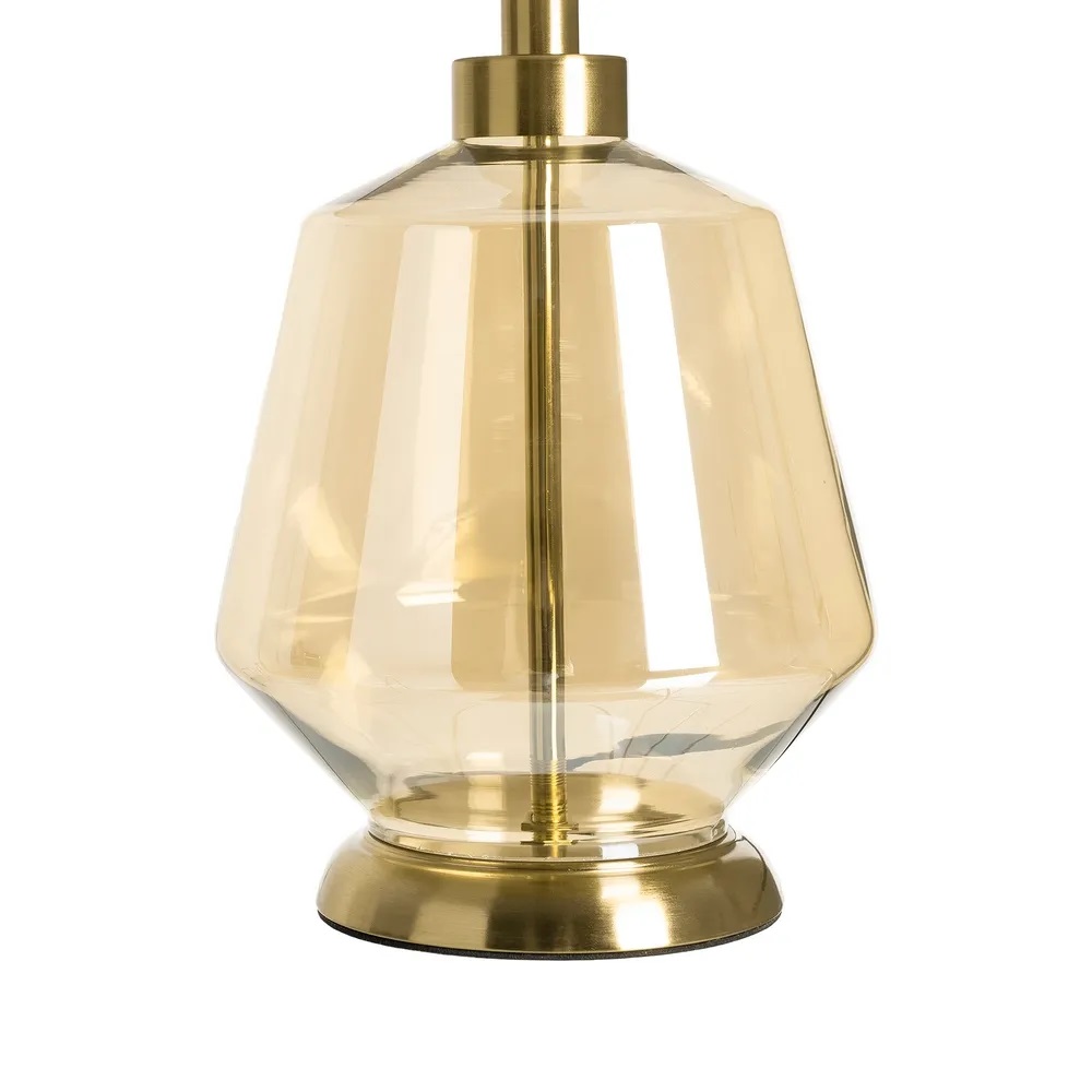 Lámpara Sobremesa Crital Ámbar y Oro, Clásica ( 28dx44 cm) - Imagen 2