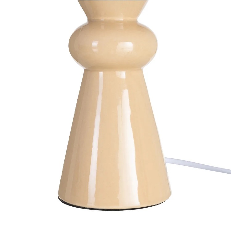Lámpara Sobremesa Cerámica Beige y Listas Marrones, Art Decó ( 18dx43cm) - Imagen 3