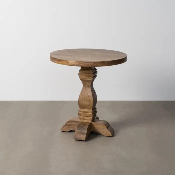 mesa aujxiliar en madera de mango maciza de estilo clásico