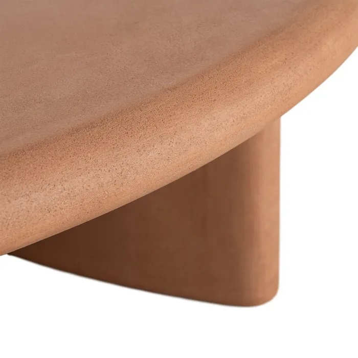 Mesa de Centro Redonda Madera Microcemento Teja , Contemporánea(120dx33 cm) - Imagen 4
