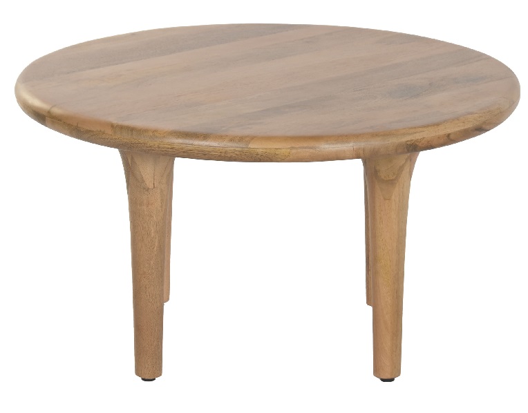 mesa de centro redonda en madera de mango y estilo nórdico