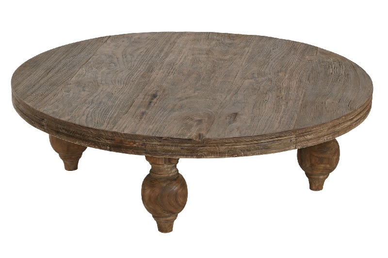 Mesa de Centro Redonda Teca Reciclada Écija (100dx30 cm) - Imagen 4