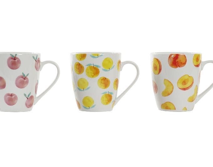 Set 2 Mugs Porcelana Blanca Flores Multicolor 40 cl(12x8x10cm)
