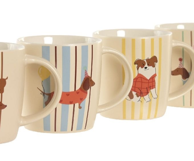 Set 2 mugs cerámica con dibujos de perritos multicolor