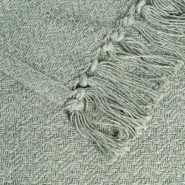 Plaid Decorativo Algodón con Flecos Verde ( 125x150 cm) - Imagen 2