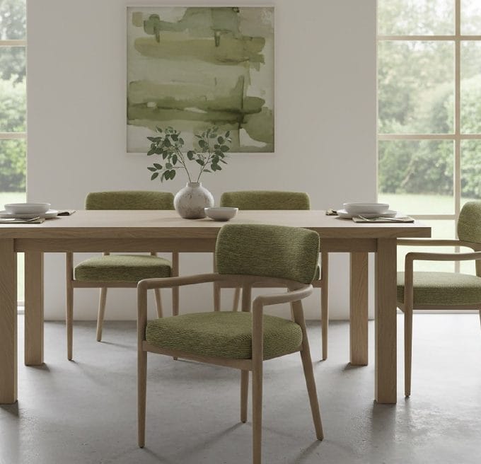 Set 2 Sillas Madera Fresno y Tejido Verde Drammen, Nórdicas (58x58x76 cm)