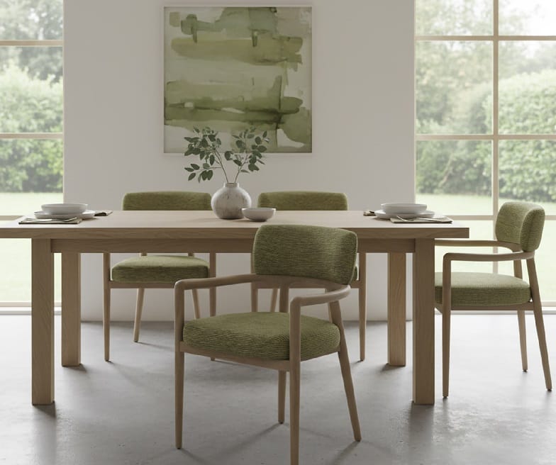 Set 2 Sillas Madera Fresno y Tejido Verde Drammen, Nórdicas (58x58x76 cm) - Imagen 2