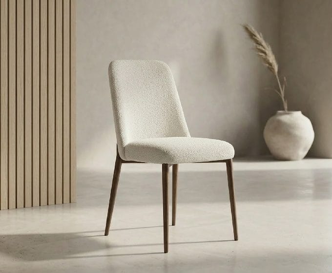 Set 2 Sillas Tapizadas Chenilla Beige Skien , Estilo Nórdico (61x49x87cm)