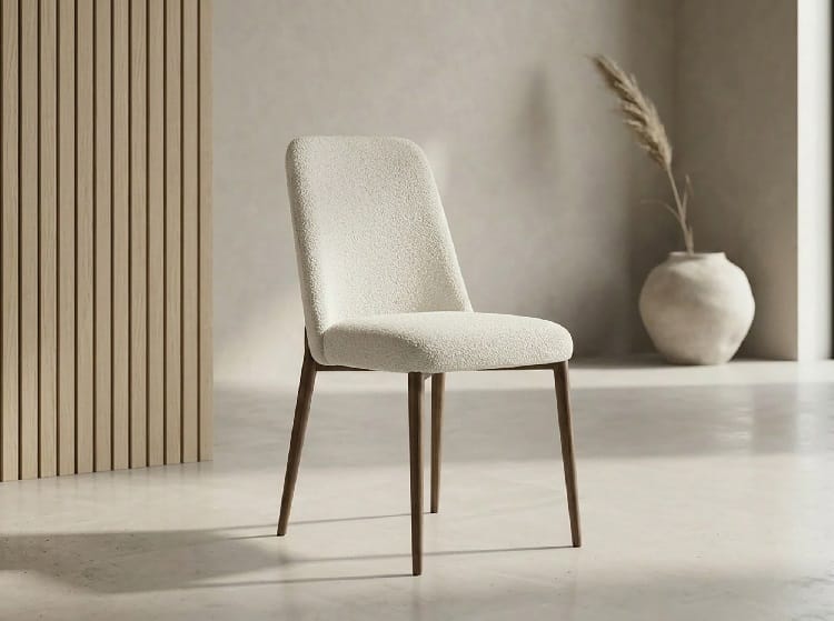 Set 2 Sillas Tapizadas Chenilla Beige Skien , Estilo Nórdico (61x49x87cm) - Imagen 6