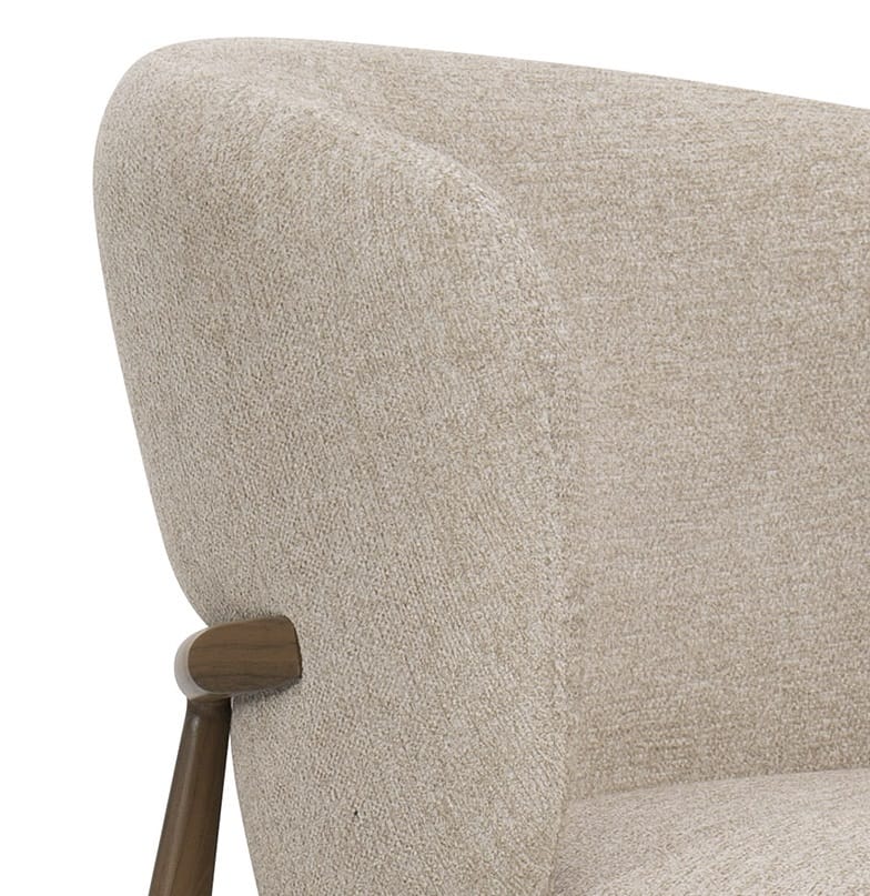 Set 2 Sillas Tapizadas Chenilla Beige Storland, Estilo Nórdico (63x58x80cm) - Imagen 3
