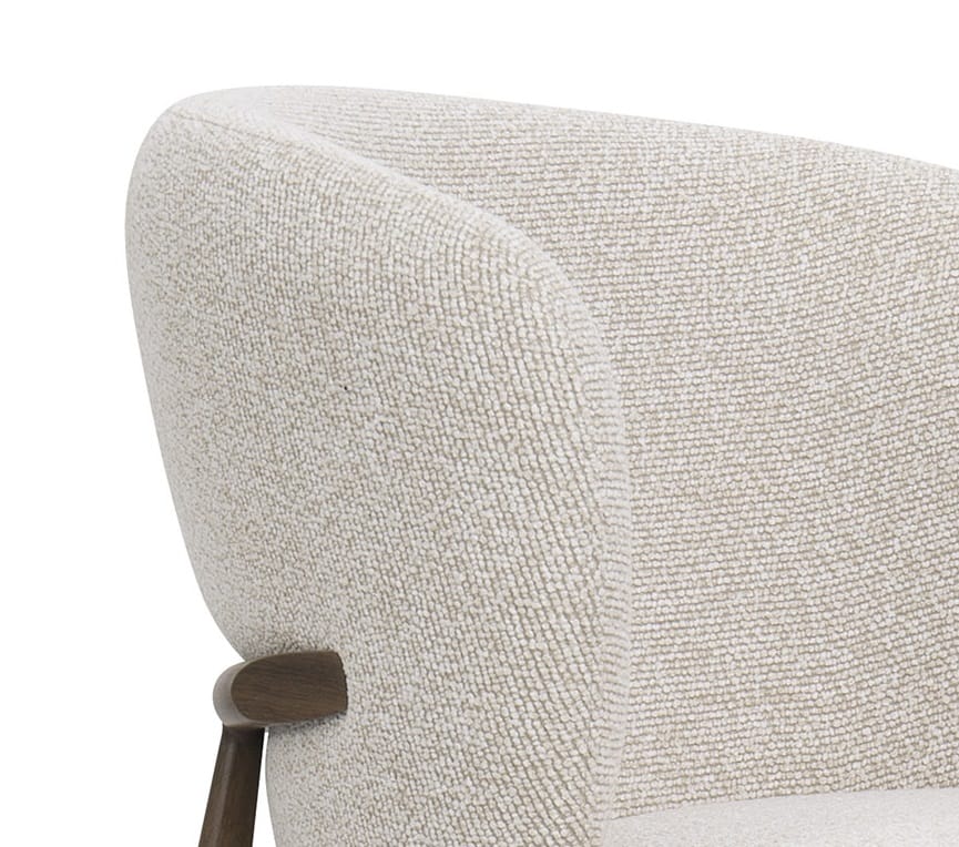 Set 2 Sillas Tapizadas Chenilla Crema Storland, Estilo Nórdico (63x58x80cm) - Imagen 3