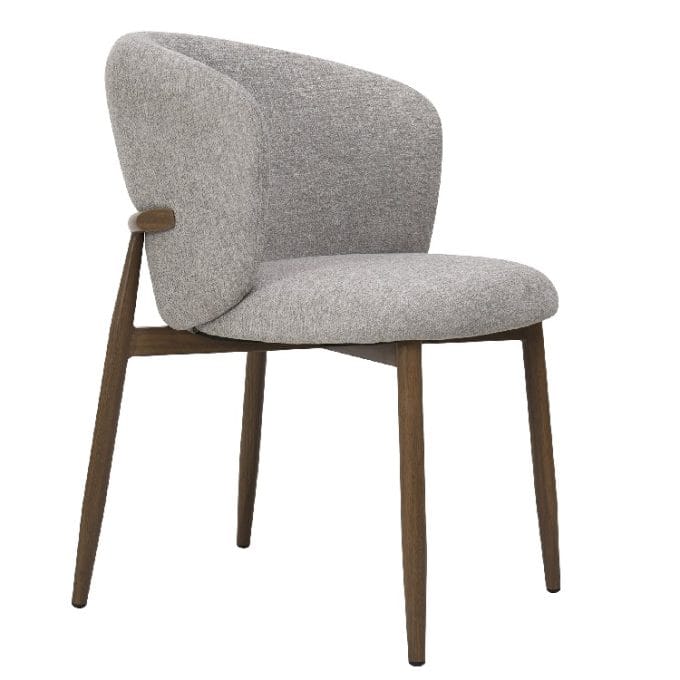 Set de 2 sillas tapizadas en tejido chenilla color taupe y patas de metal marrón de estilo nórdico