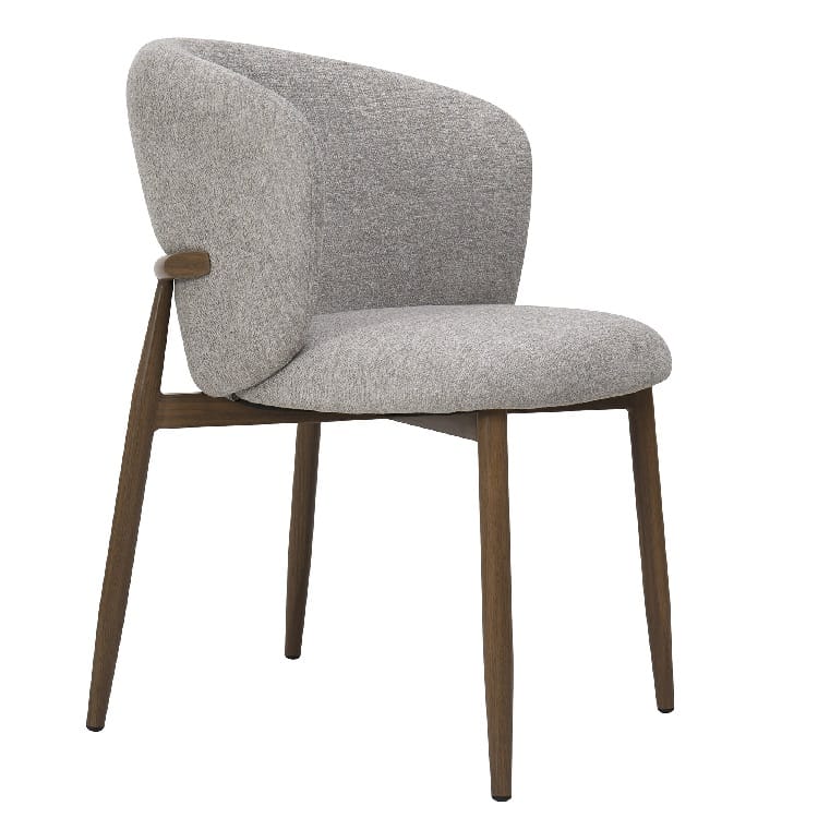 Set de 2 sillas tapizadas en tejido chenilla color taupe y patas de metal marrón de estilo nórdico