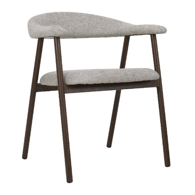 Set de 4 sillas con apoybrazos en metal y tapizadas en chenilla beige de estilo nórdico