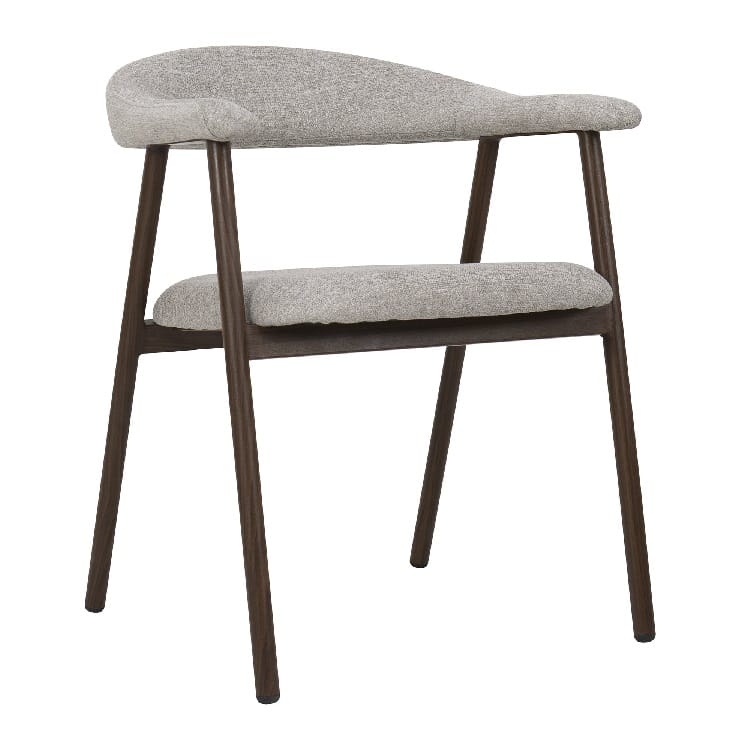 Set de 4 sillas con apoybrazos en metal y tapizadas en chenilla beige de estilo nórdico