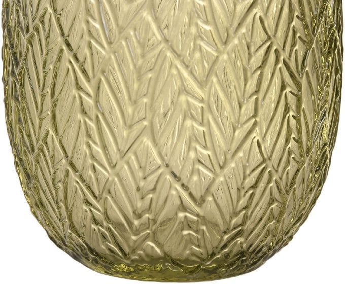 Set 6 Vasos Cristal Verde Hojas Grabadas, Garden (8dx10 cm)